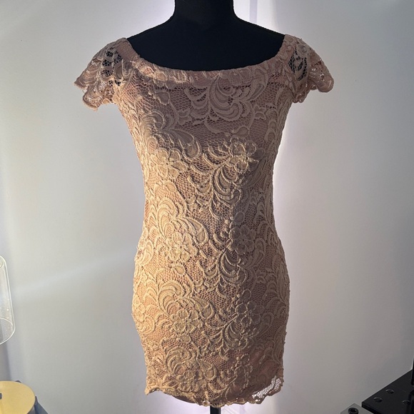Ambiance Dresses & Skirts - Ambiance Lace Mini Dress in Blush Pink